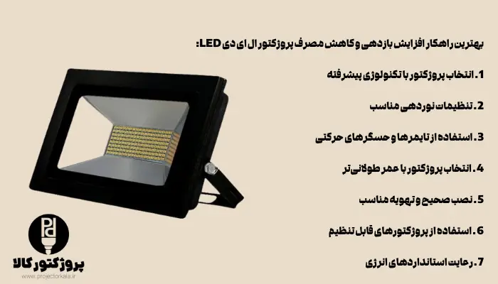 راهکار افزایش بازدهی و کاهش مصرف پروژکتور ال ای دی LED